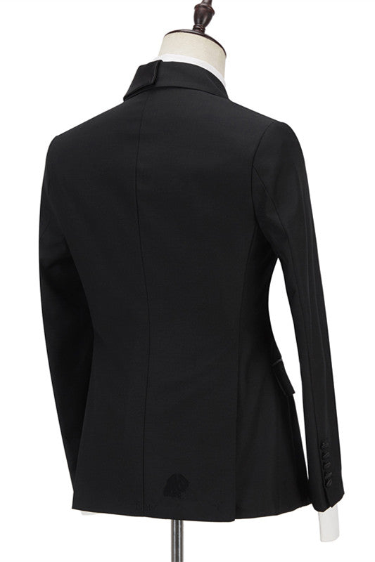 Koscy Fashionable Black Wedding Suit for Groom with Peaked Lapel