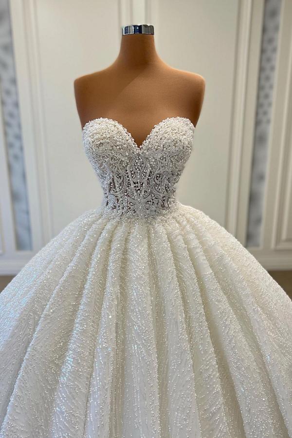 Bmbride Sequined Sleeveless Sweetheart Ball Gowns Wedding Dresses