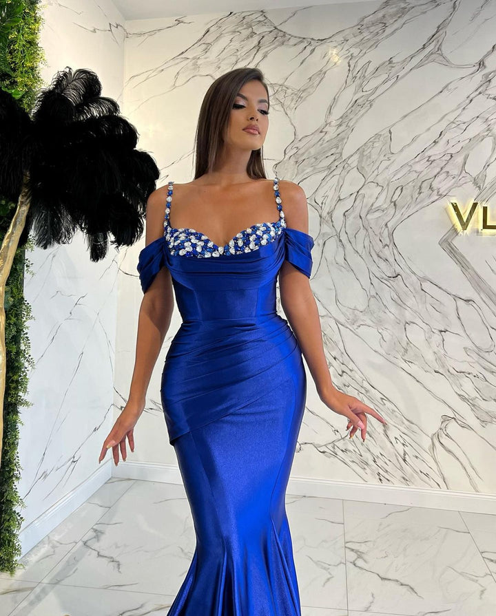 Online Spaghetti-Straps Mermaid Sweetheart Evening Dress Embellished with Sequins
