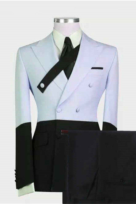 Koscy Handsome Slim Fit Sky Blue Wedding Suit with Peaked Lapel for Groom’s Party