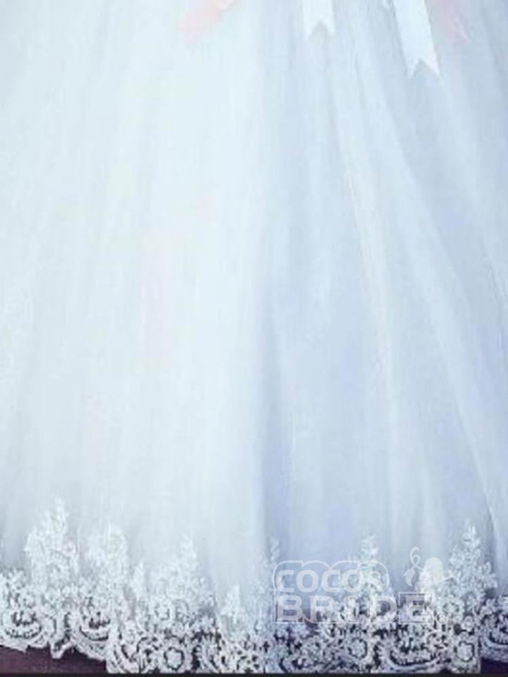 Bmbride Off-the-Shoulder Lace Ball Gown Tulle Wedding Dress