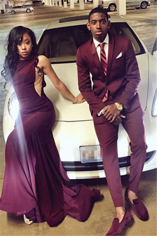 Koscy Burgundy Party Prom Suit - Bespoke One Button, 2 Pieces for Man