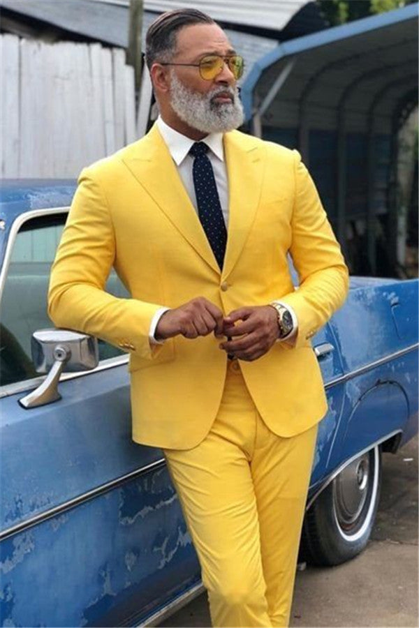 Koscy Party Prom Yellow Suit - Peaked Lapel, On Sale for Man