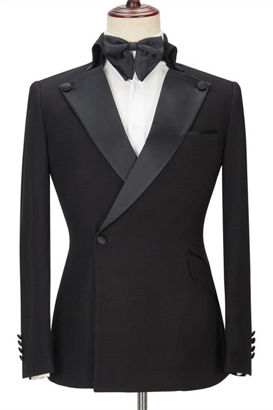 Koscy Elegant Black Ring Bearer Suit with Peaked Lapel