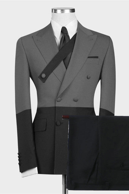 Koscy Stylish Gray and Black Evening Suit for Party