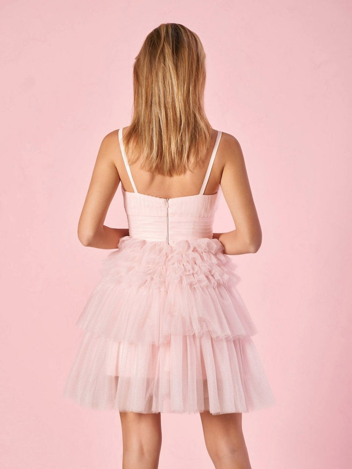 Koscy A-Line Deep V Neck Tiered Short Homecoming Dress