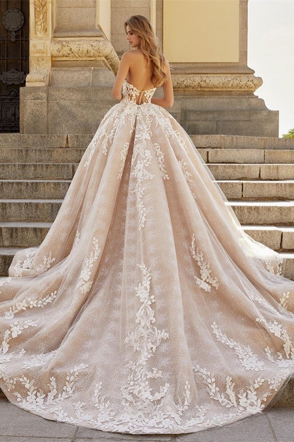 Bmbride Chic Champagne Sweetheart A-line Detachable Wedding Dress
