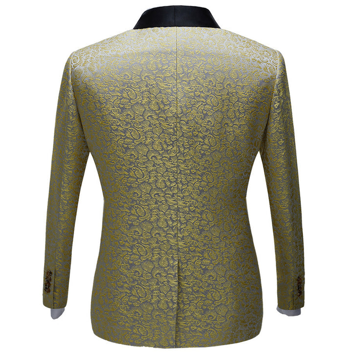 Koscy Glamorous Shawl Lapel Suit with Gold Jacquard for Groom's Reception