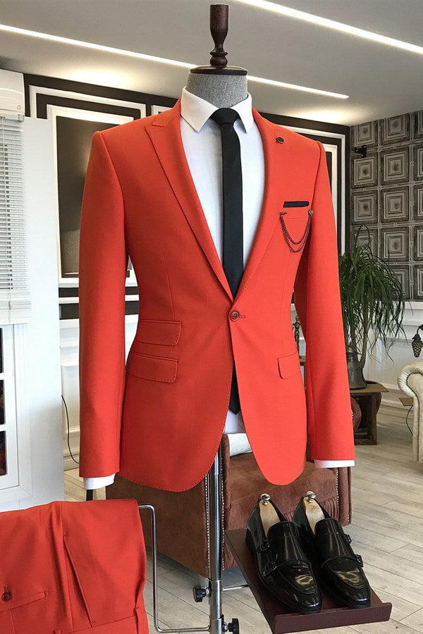 Koscy Elegant Red One-Button Ring Bearer Suit with Peaked Lapel for Boy