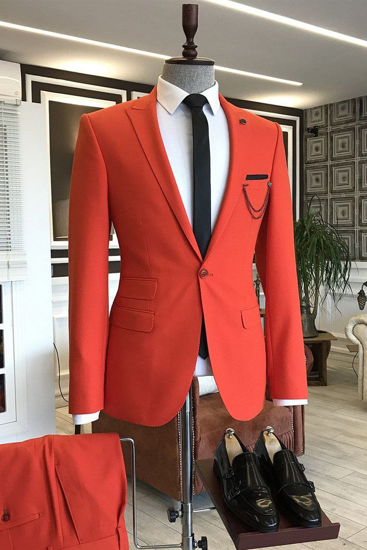 Koscy Elegant Red One-Button Ring Bearer Suit with Peaked Lapel for Boy