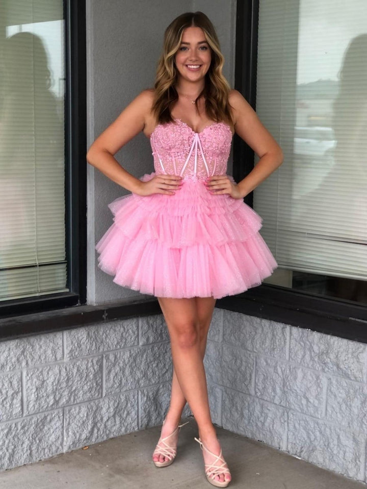 Koscy A Line Sweetheart Homecoming Dress with Ruffles