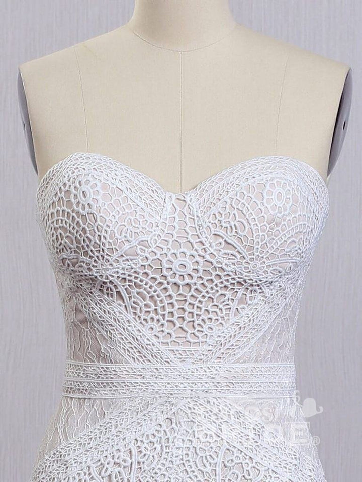 Bmbride Ivory Lace Beach Wedding Dresses Sweetheart Neck Rustic Boho Wedding Dresses
