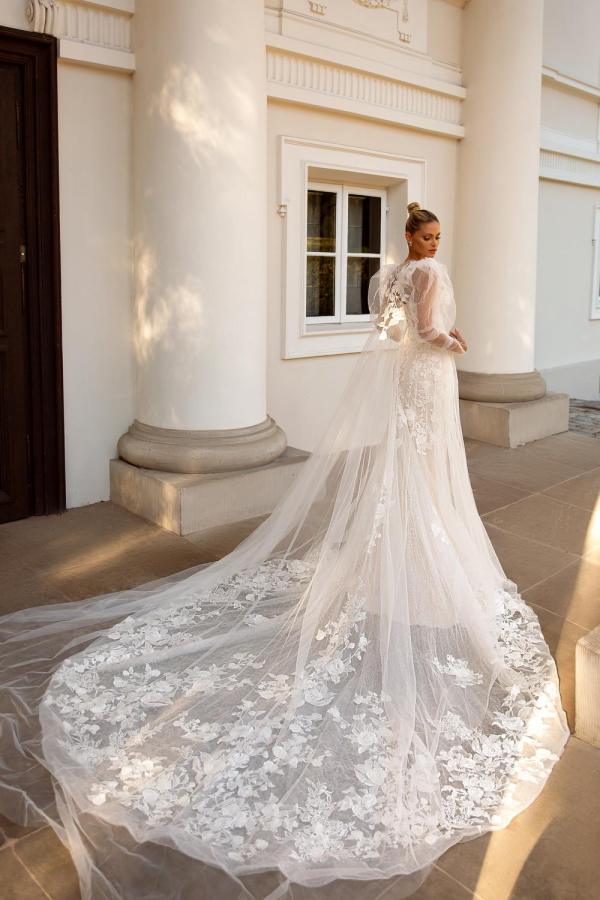 Bmbride Long Mermaid Sweetheart Tulle Lace Wedding Dresses with Jacket