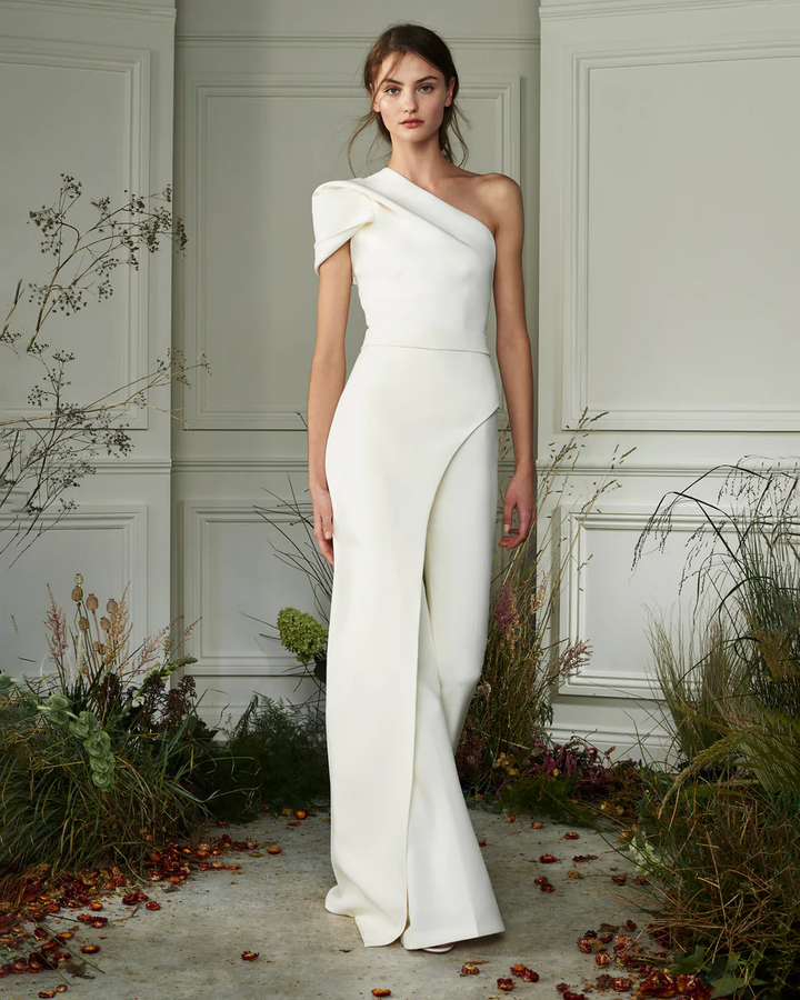 Koscy Chic White One-Shoulder Irregular Long Party Jump Suit