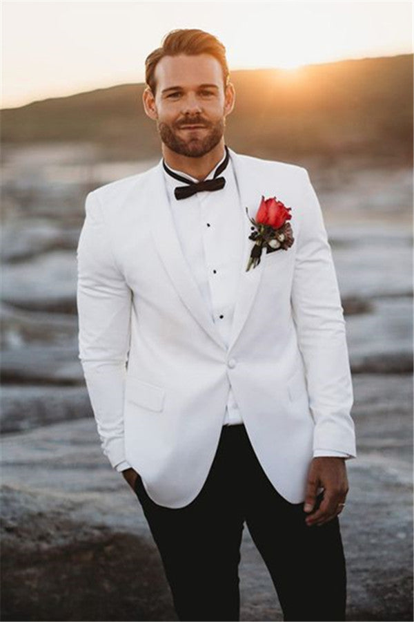 Koscy White Vintage Groom Tailcoats Wedding Suit with Easy Fit for Groomsmen