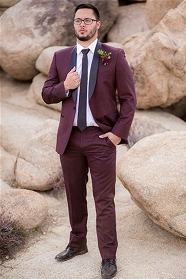 Koscy Handsome Burgundy Groom’s Suit with Tailcoats for Weddings