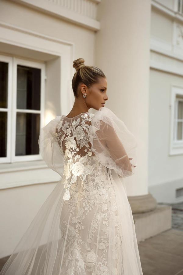Bmbride Long Mermaid Sweetheart Tulle Lace Wedding Dresses with Jacket