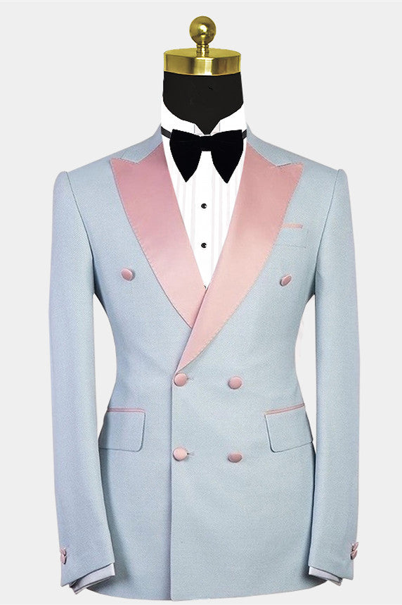 Koscy Chic Double-Breasted Wedding Suit with Peaked Lapel for Men’s Parties