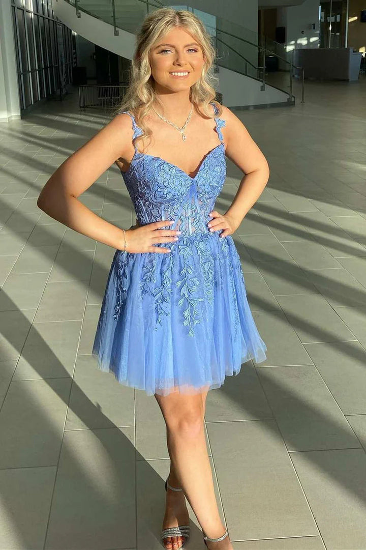 Koscy A Line Sweetheart Mint Appliques Short Homecoming Dresses