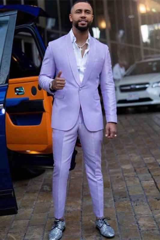Koscy Glamorous Purple Two-Piece Slim Fit Homecoming Suit for Boys