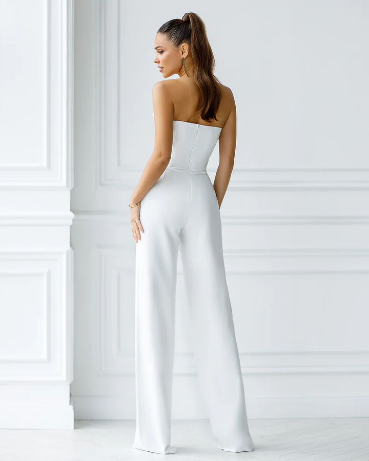 Koscy Gorgeous Strapless White Jump Suit