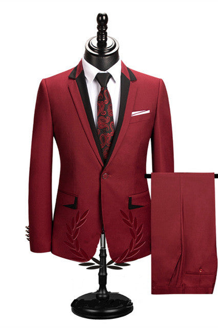 Koscy Popular Red Tuxedo Suit with Notched Lapel for Groom