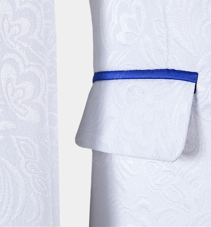 Koscy Blue Jacquard Tuxedo Suit with Shawl Lapel - Fashionable for Groom