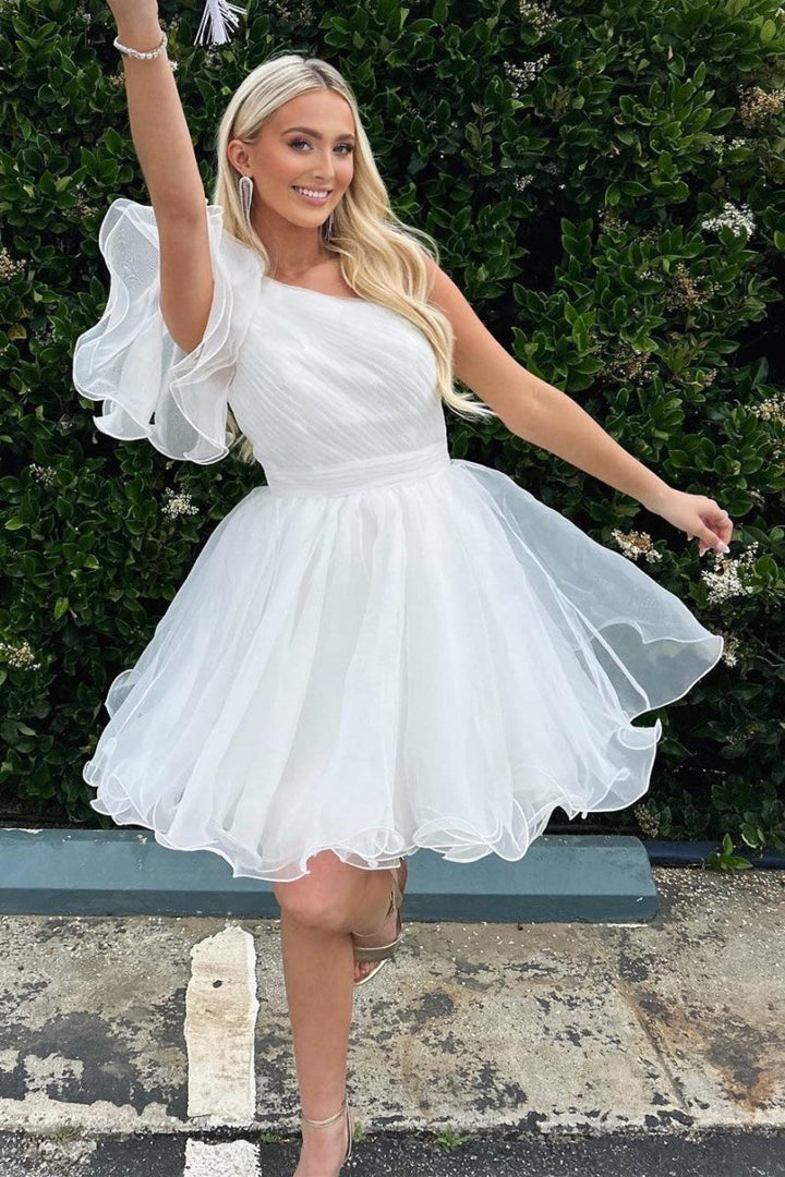 Koscy A-line One Shoulder Organza Homecoming Dress