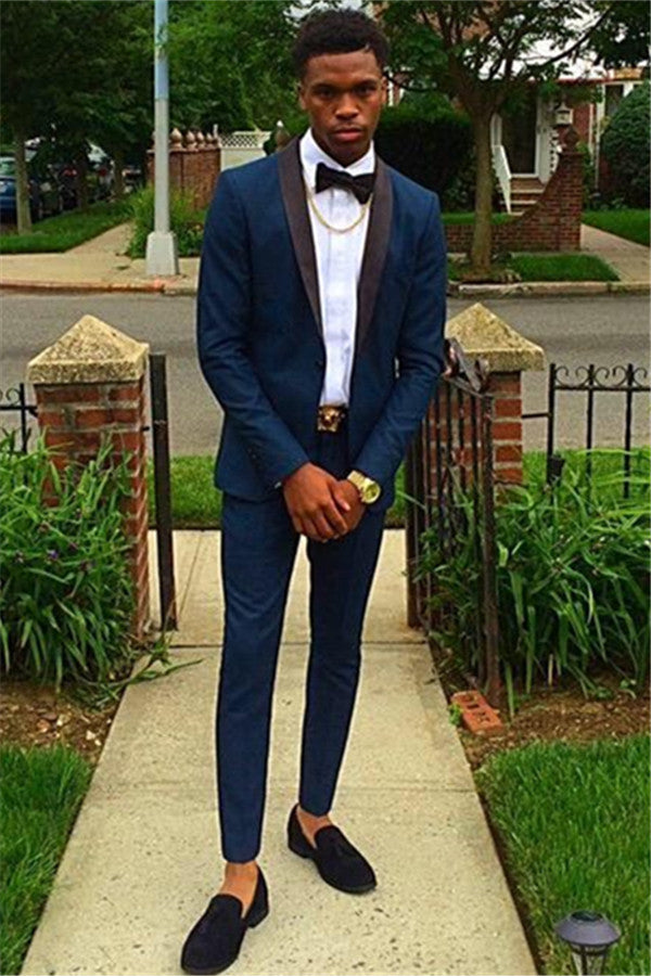 Koscy Navy Blue Casual Two-Piece Party Suit for Men on Sale