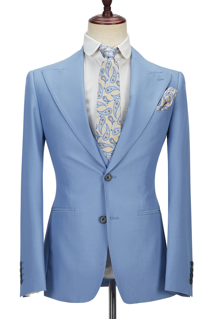 Koscy Gorgeous Blue Three-Piece Homecoming Suit with Peak Lapel
