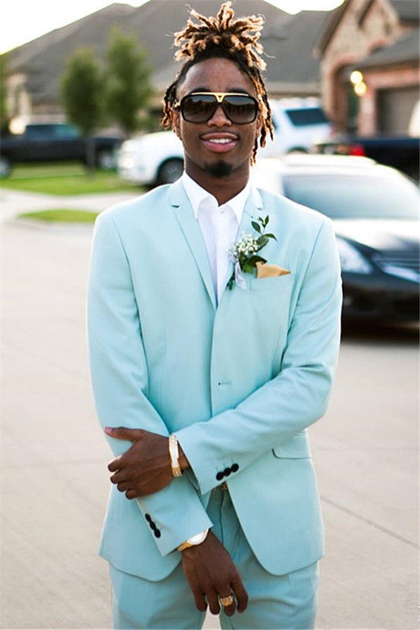 Koscy Elegant Mint Green David Beckham-Inspired Two-Piece Wedding Suit