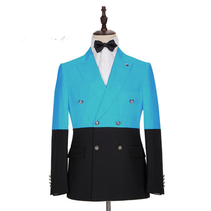 Koscy Elegant Best-Fit Blue Double-Breasted Formal Suit for Prom