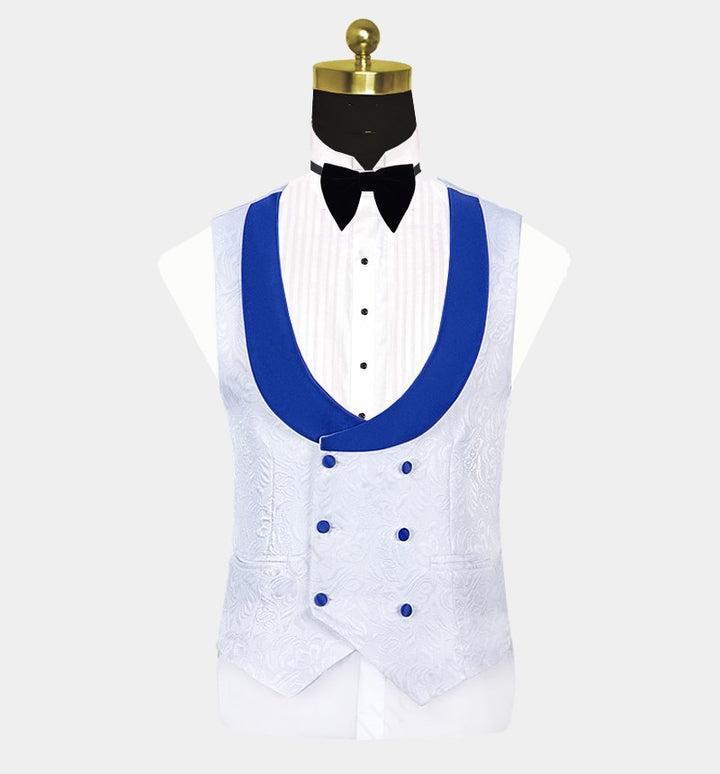 Koscy Blue Jacquard Tuxedo Suit with Shawl Lapel - Fashionable for Groom