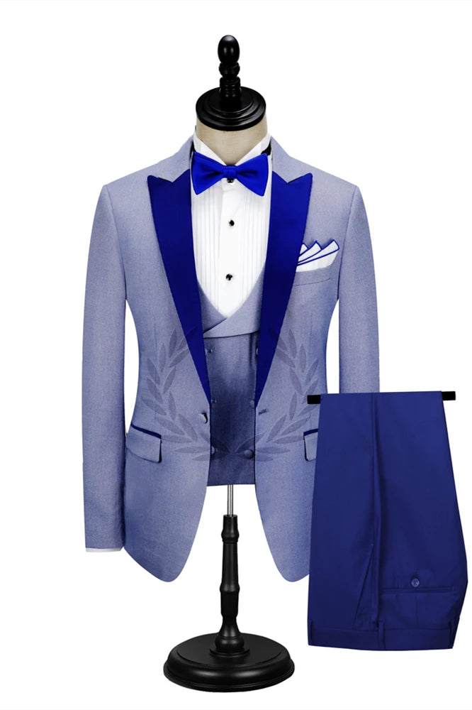 Koscy Shining Royal Blue Formal Prom Suit with Peak Lapel