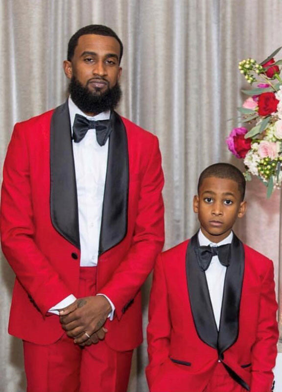Koscy Red Shawl Lapel One-Button Two-Piece Wedding Suit
