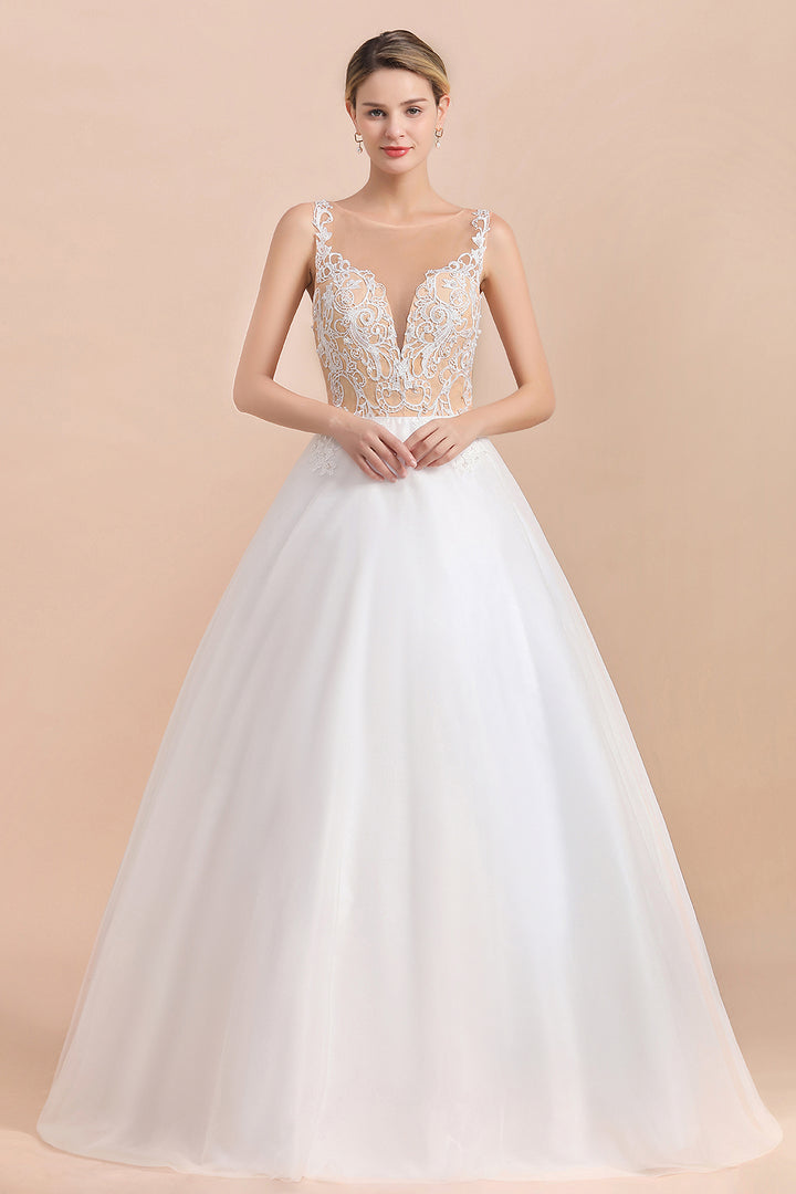Bmbride Illusion Lace Tulle A-line Wedding Dress