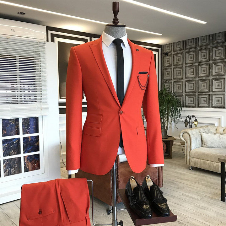 Koscy Elegant Red One-Button Ring Bearer Suit with Peaked Lapel for Boy