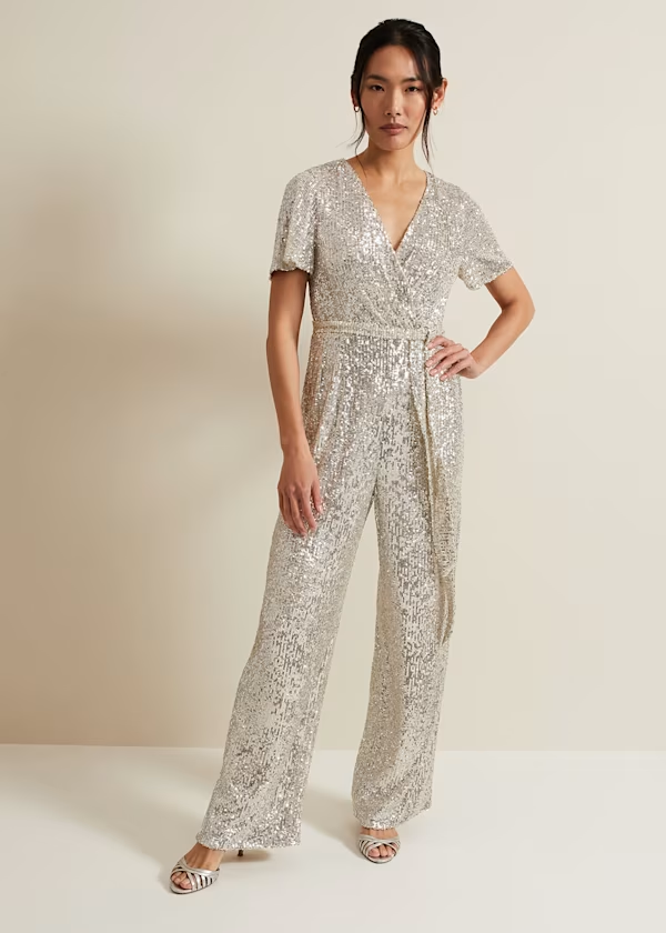 Koscy Glamorous Short Sleeves Belt Ivory V-Neck Customizable Jump Suit
