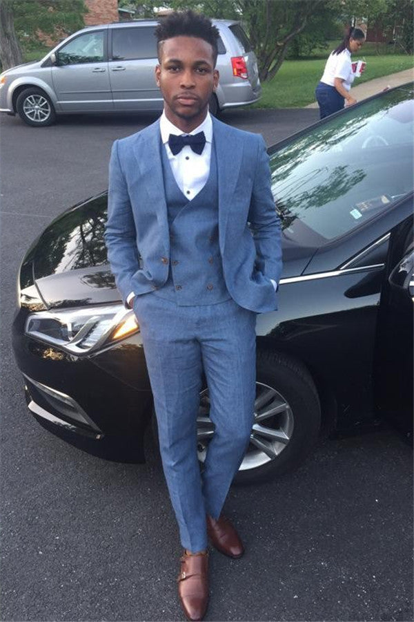 Koscy New Arrival Three-Piece Blue Summer Wedding Suit for Men Online