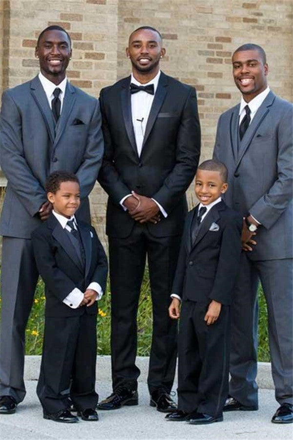Koscy Modern Black Silk Notched Lapel Two-Piece Wedding Suit for Men’s Parties