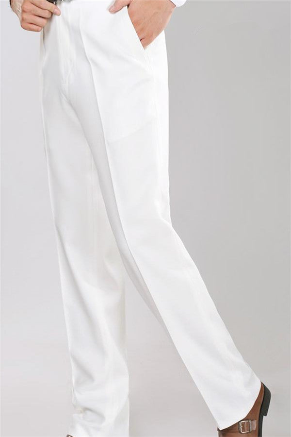 Koscy White Shawl Lapel Jacquard Reception Suit - Two Pieces for Groom
