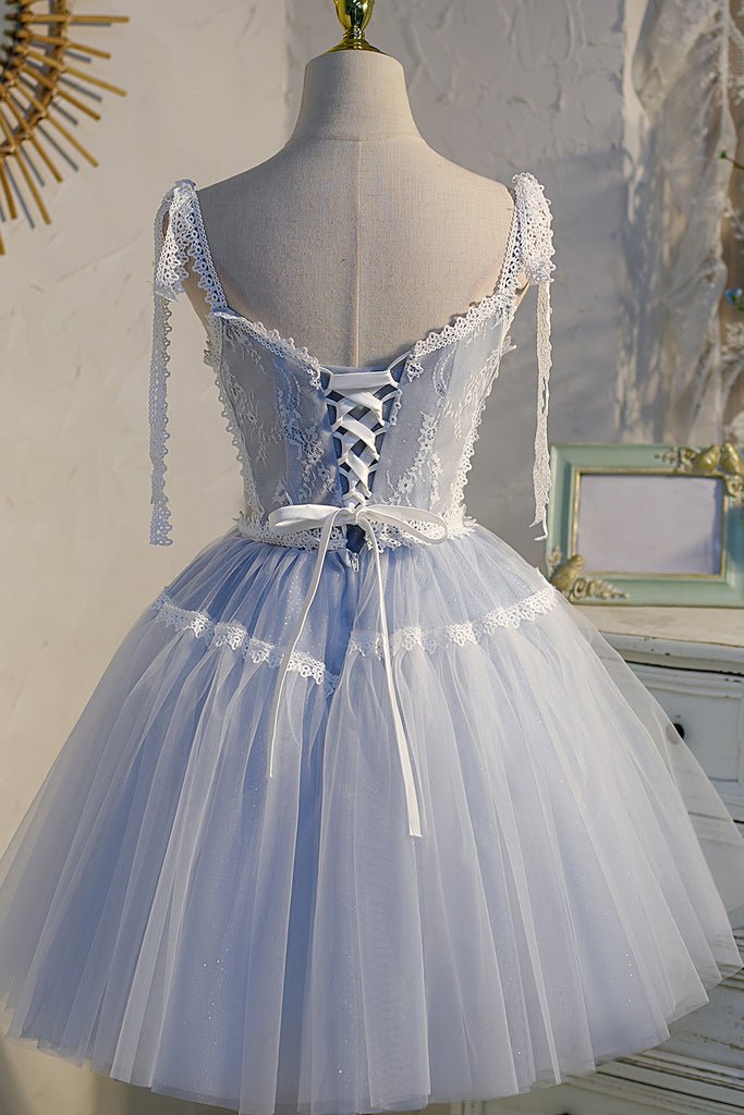 Koscy A Line Tulle Lace V Neck Homecoming Dress