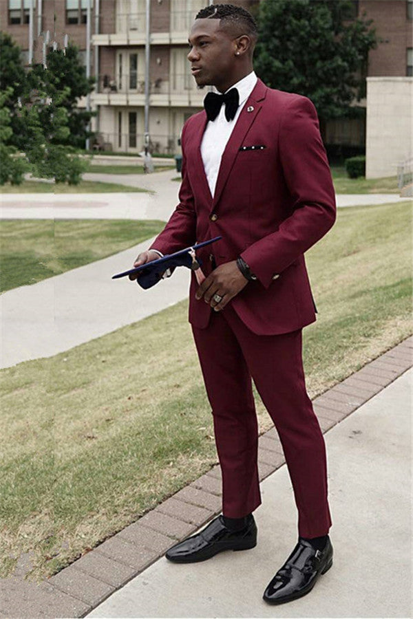 Koscy Stylish Burgundy Tyler Bespoke Homecoming Suit for Guys, Two Pieces