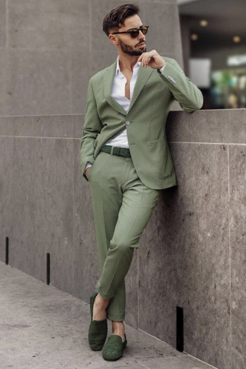 Koscy Best-Fit Green Wedding Suit for Groom