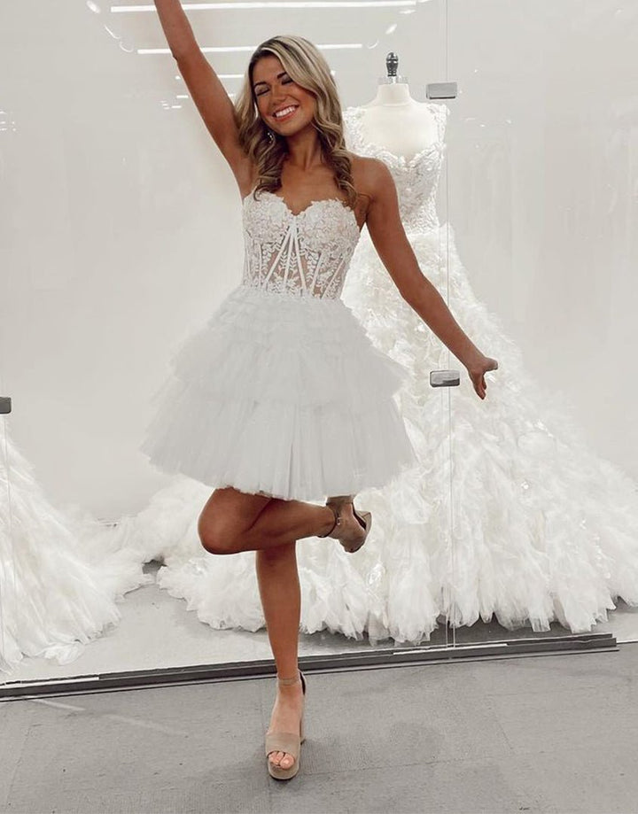 Koscy A-Line Sweetheart Lace Short Homecoming Dress