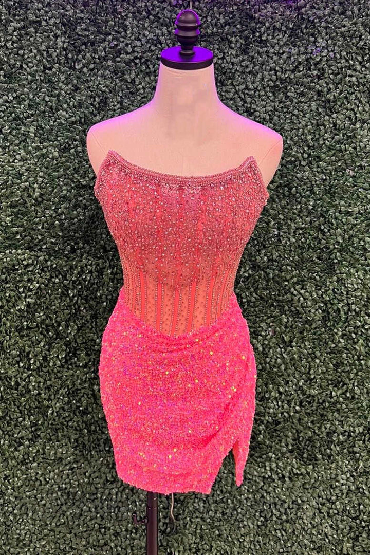 Koscy Bodycon Strapless Corset Homecoming Dress
