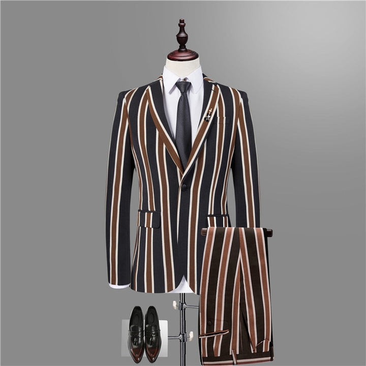 Koscy Gentle Black Striped Prom Attire for Men 2024 Online