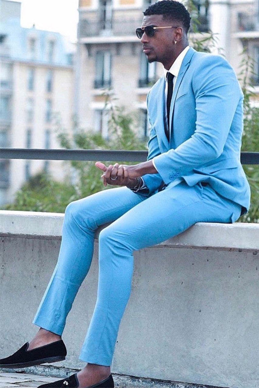 Koscy Fashionable Best-Fit Blue Two-Piece Party Suit for Men