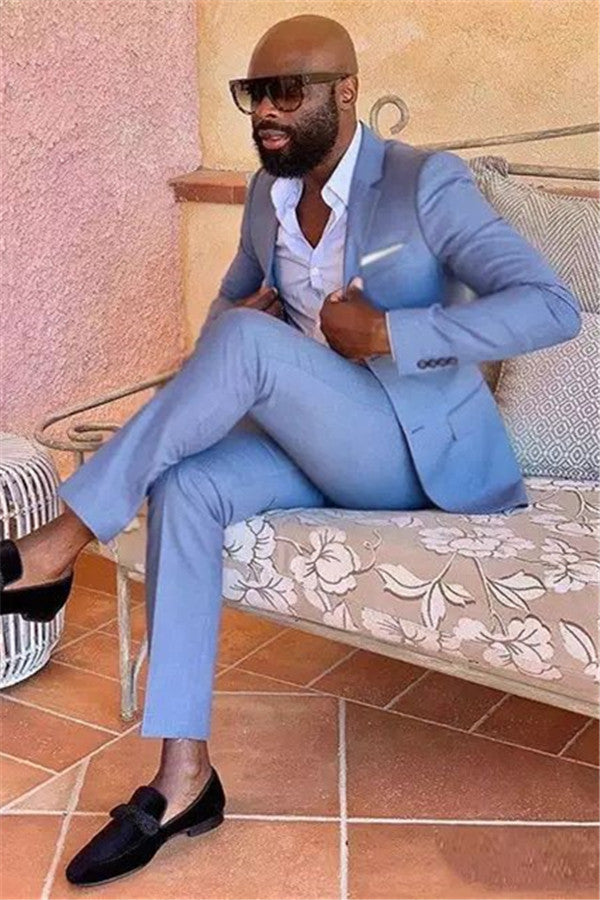 Koscy Business Blue Slim Fit Two Pieces Prom Suit 2024 - Fashionable Online