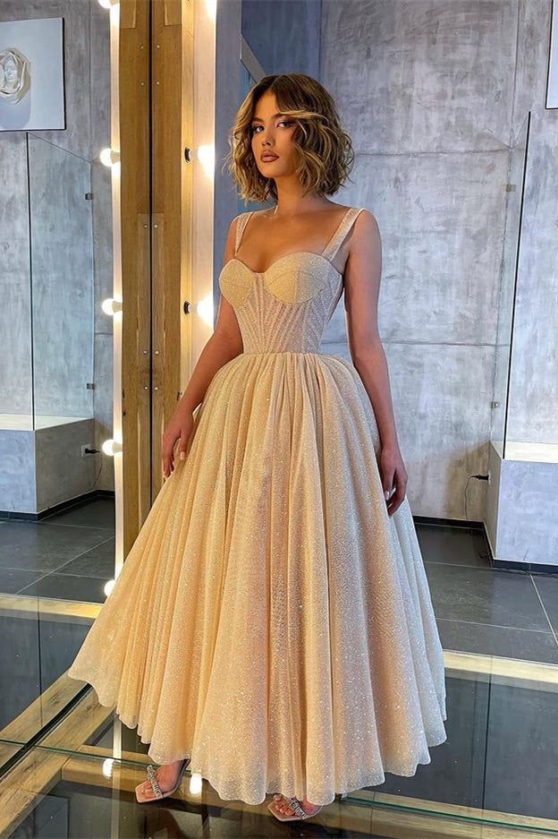 Glittering Prom Dress with Sweetheart Straps